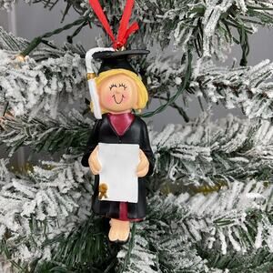Christmas Ornament-Women Wearing Black Gown And Cap For graduation